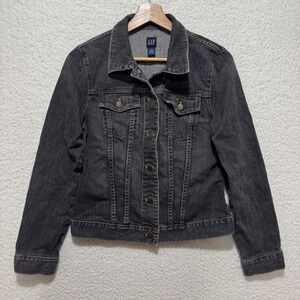 Vintage GAP Womens Denim Jacket Dark Wash Classic Button‎ Front Size Medium